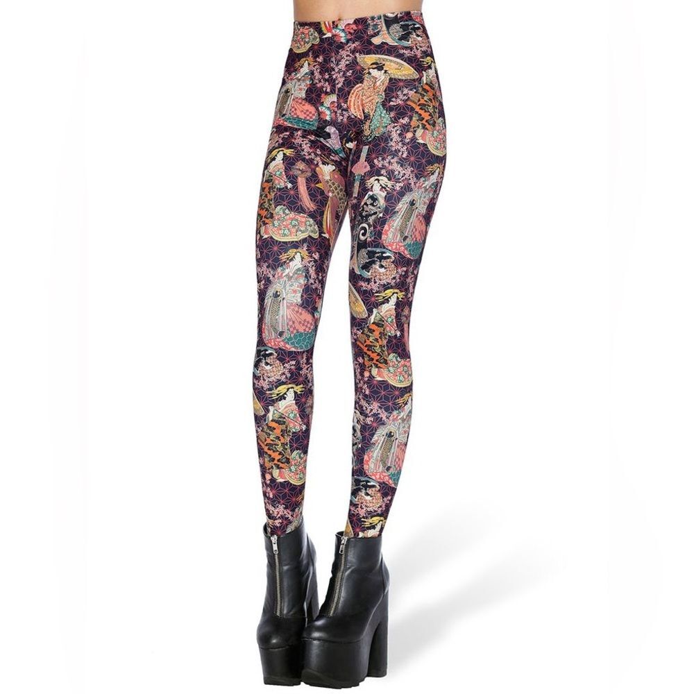 Blackmilk Courtesans of Kikugawa HWMF Leggings XXS Geisha Asian